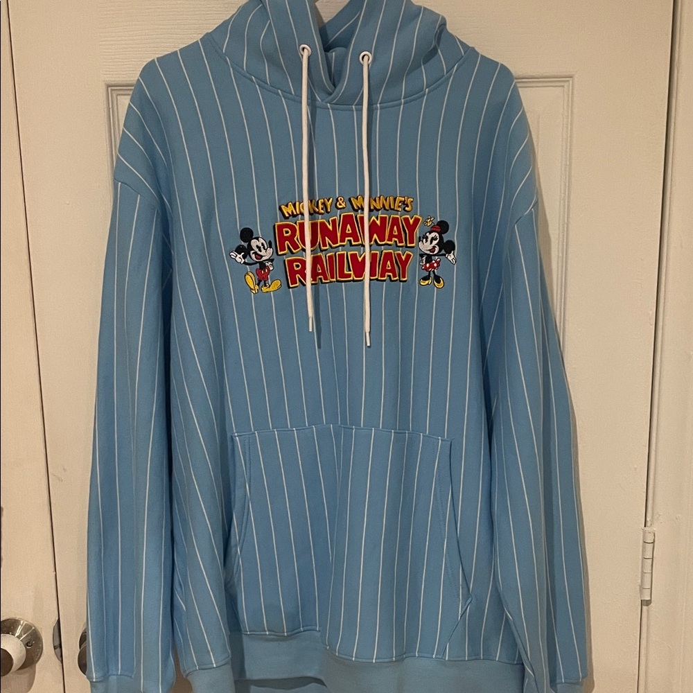 Disney Blue Striped Mickey & Minnie's Runaway Railway Sweater